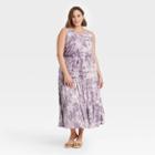 Women's Plus Size Tie-dye Sleeveless Knit Dress - Knox Rose Light Purple