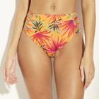 Women's Strappy High Leg High Waist Bikini Bottom - Xhilaration Marigold Tropical