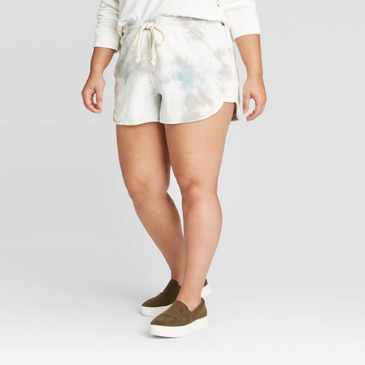 Women's Plus Size Tie-dye French Terry Shorts - Universal Thread Blue 1x, Women's,