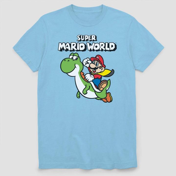 Men's Nintendo Super Mario World Friendly Skies Short Sleeve Graphic T-shirt - Aqua M, Men's, Size: