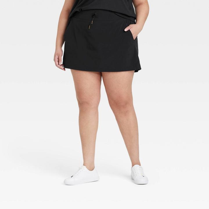 Women's Plus Size Stretch Woven Skorts - All In Motion Black