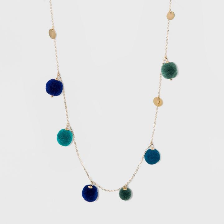 Pom Poms And Coins Long Necklace - A New Day,