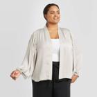 Women's Plus Size Petite Short Rounded Kimono - A New Day Gray One Size, Women's