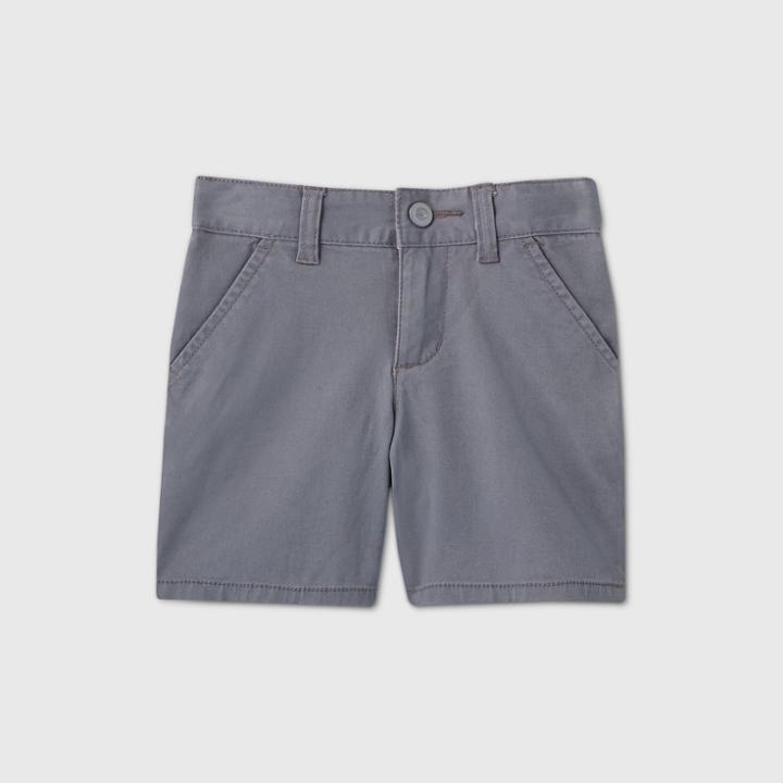 Toddler Girls' Flat Front Stretch Uniform Shorts - Cat & Jack Charcoal Gray