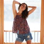 Women's Floral Print Thin Strap Flowy Tank Top - Universal Thread Navy