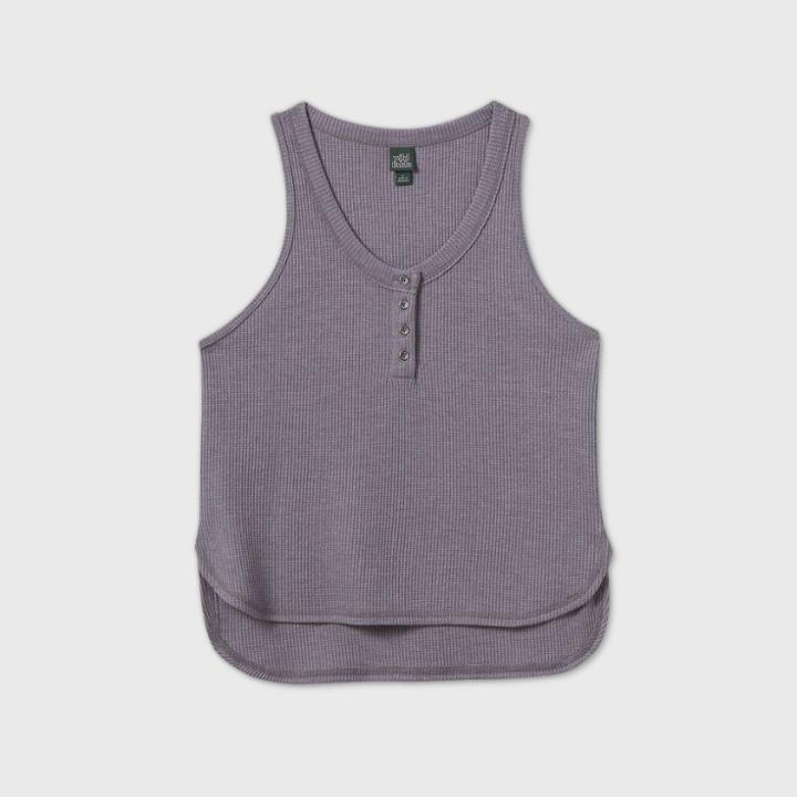 Women's Plus Size Button-front Thermal Tank Top - Wild Fable Gray