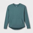Girls' Cozy Lightweight Fleece Crewneck Sweatshirt - All In Motion Green