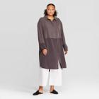 Women's Plus Size Long Sleeve Collared Midi Shirtdress - Prologue Gray 1x, Women's,