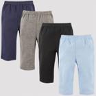 Luvable Friends Baby 4pk Pull-on Pants - Black 0-3m, Kids Unisex, Blue