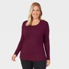 Warm Essentials By Cuddl Duds Women's Plus Size Smooth Stretch Thermal Scoop Neck Top - Fig