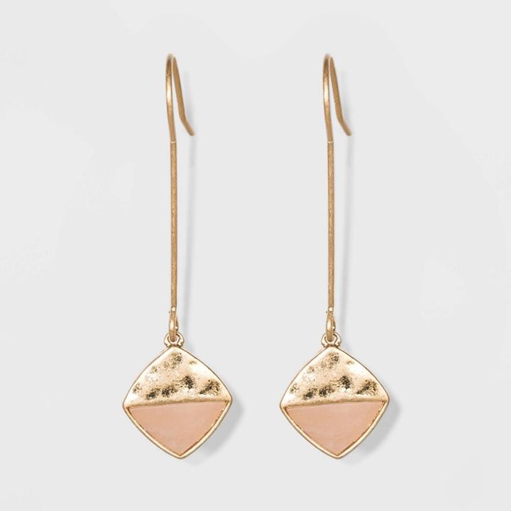 Semi Precious Rose Quartz Stone Wire Drop Earrings - Universal Thread Light Pink, Women's,