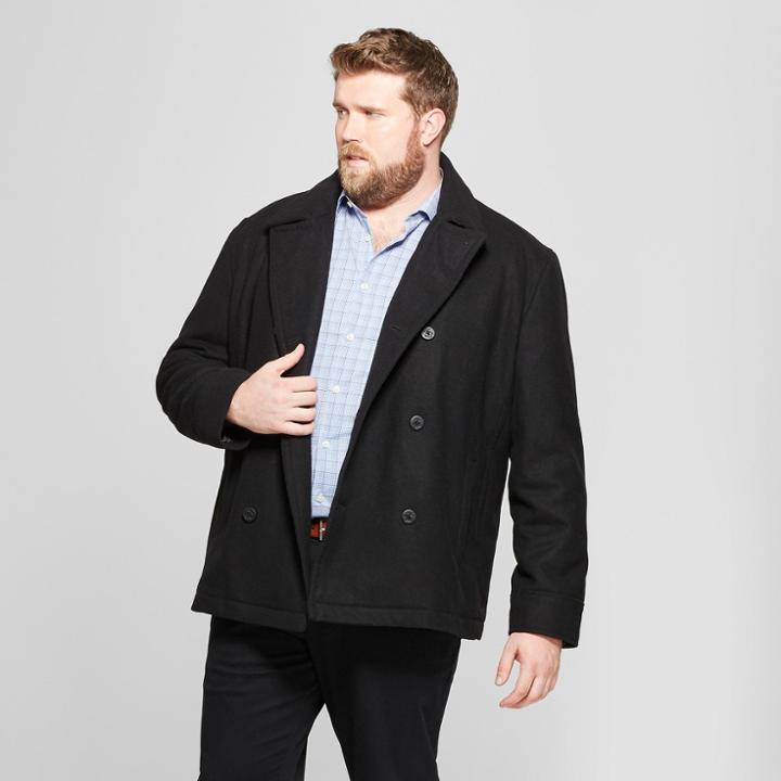 Men's Big & Tall Wool Pea Coat - Goodfellow & Co Black