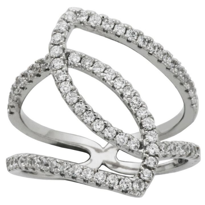 Prime Art & Jewel Sterling Silver Cz Geometric Moxy Ring,