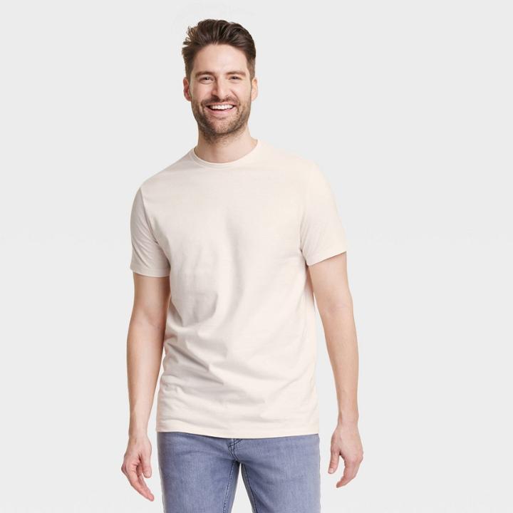 Men's Standard Fit Lightweight Crew Neck Short Sleeve T-shirt - Goodfellow & Co Off-white/tree