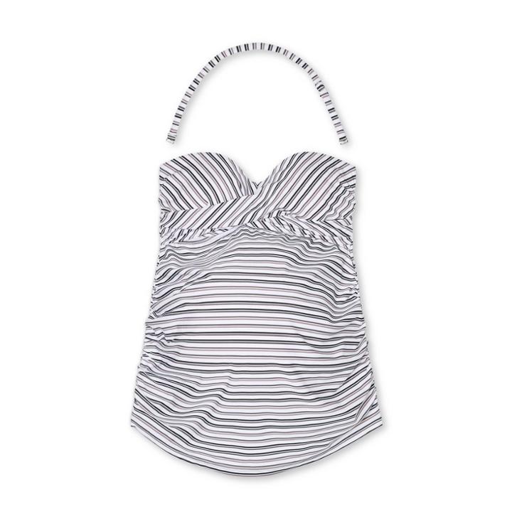 Maternity Striped Bandeau Twist Tankini Top - Isabel Maternity By Ingrid & Isabel