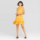 Women's Sleeveless Scoop Neck A Line Mini Dress - Who What Wear Gold