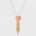 Round Disc With Chain Fringe Necklace - Universal Thread Rose Gold