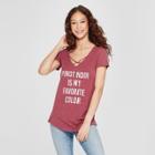 Petitewomen's Short Sleeve Pinot Is My Favorite Color Graphic T-shirt - Awake Burgundy