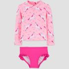 Toddler Girls' Unicorn Swim Rash Guard Set - Just One You Made By Carter's Pink 12m, Toddler Girl's