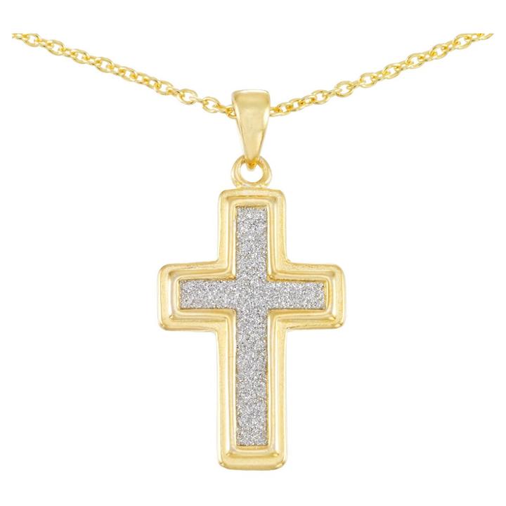 Target 18kt Gold Over Silver Glitter Cross Pendant 18-yellow Gold, Girl's,
