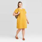 Women's Plus Size Short Sleeve T-shirt Dress - Universal Thread Gold 1x, Women's,