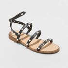 Women's Astrid Studded Strappy Sandals - A New Day Black