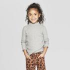 Toddler Girls' Long Sleeve Rib Knit Mock Neck T-shirt - Art Class Gray