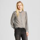 Women's Long Sleeve Frill Trim Blouse - Who What Wear Black Gingham