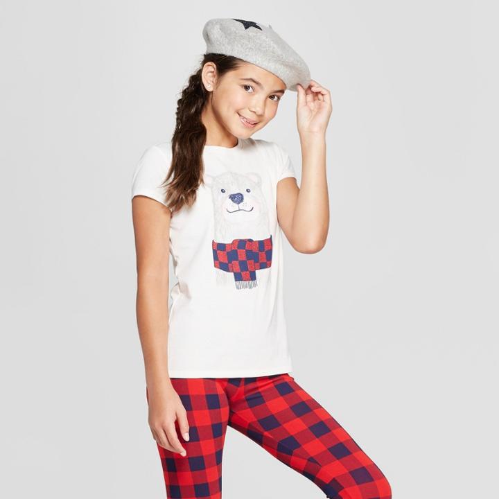 Girls' Short Sleeve Otter Graphic T-shirt - Cat & Jack Almond Cream
