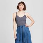 Women's Any Day Striped Ribbed Lace Cami - A New Day Navy/white