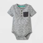Baby Boys' Henley Pocket Bodysuit - Cat & Jack Heather Gray Newborn