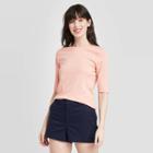 Women's Regular Fit Elbow Sleeve Crewneck T-shirt - A New Day Light Pink