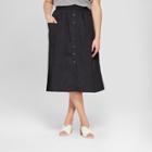 Women's Plus Size Button-down Birdcage Skirt - Who What Wear Black