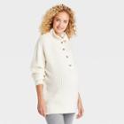 Half Button-up Pullover Maternity Sweater - Isabel Maternity By Ingrid & Isabel Cream
