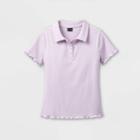 Girls' Ribbed Short Sleeve Polo T-shirt - Art Class Light Purple