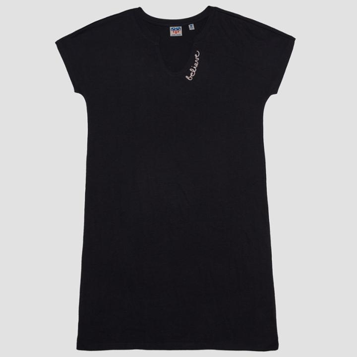 Junk Food Women's Mickey Mouse Believe Embroidered T-shirt Dress - Black