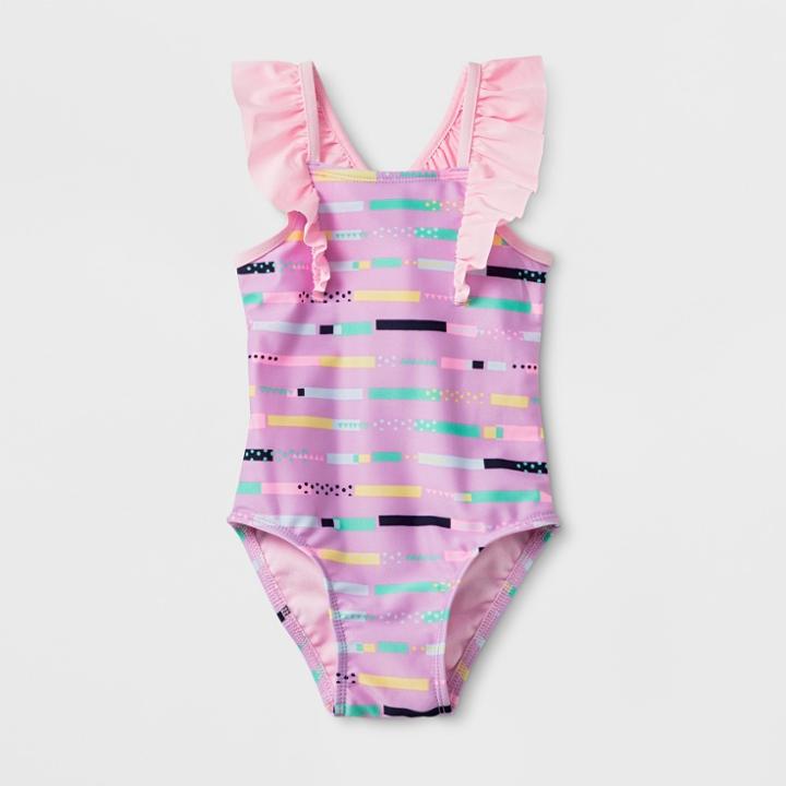 Baby Girls' Ruffle Strap One Piece Swimsuit - Cat & Jack Purple