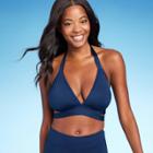 Women's Faux Wrap Halter Bikini Top - Kona Sol Navy Blue D/dd Cup