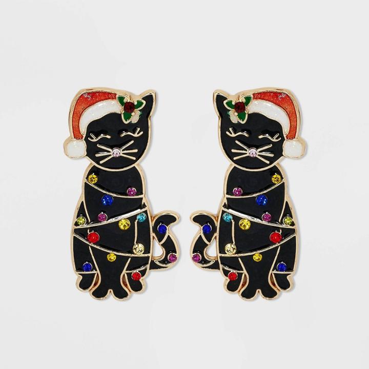 Sugarfix By Baublebar 'cat In A Hat' Statement Earrings - Black