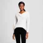 Women's V-neck Off The Shoulder Pullover Sweater - Nitrogen Gray