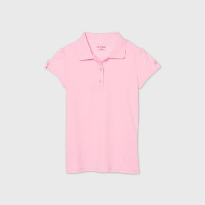 Petitegirls' Short Sleeve Interlock Uniform Polo Shirt - Cat & Jack Pink