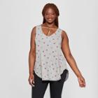 Women's Plus Size Cherry Print Back Strap Tank Top - Zoe+liv (juniors') Heather Gray