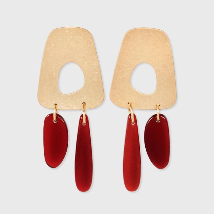 Irregular Trapeze Post And Paddle Drop Earrings - Universal Thread Burgundy, Red