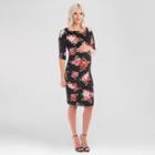 Expected By Lilac Maternity Floral Print Boatneck Midi Bodycon Dress Black S - Expected By