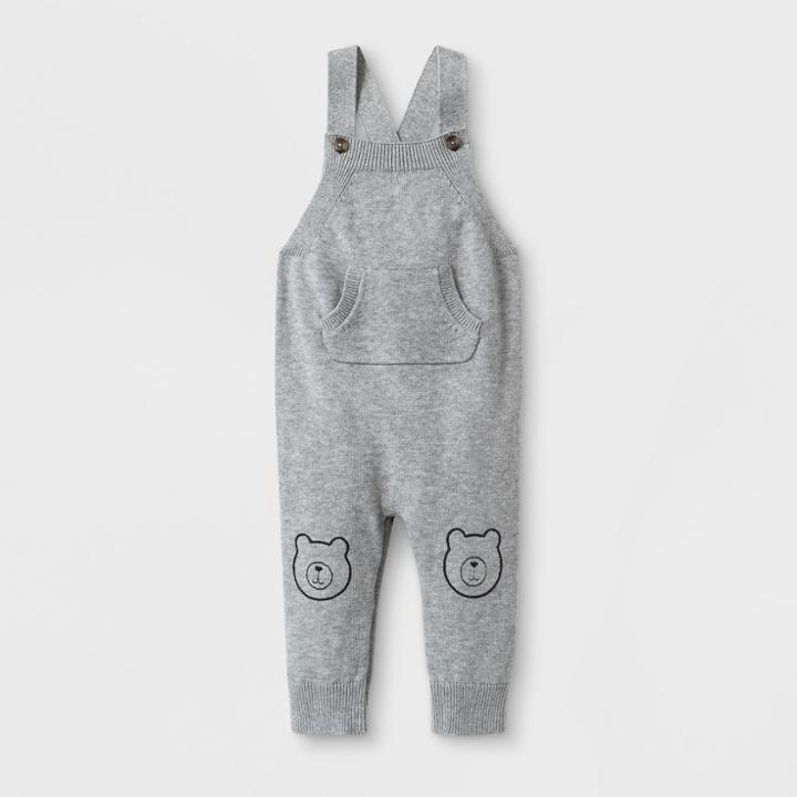Baby Boys' Sweater Romper With Kangaroo Pocket And Critter Knee Patches - Cat & Jack Gray Newborn