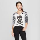 Women's 3/4 Sleeve Skull Raglan Graphic T-shirt - Grayson Threads (juniors') White