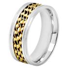 Men's Crucible Stainless Steel Two-toned Triple Twisted Rope Inlay Milgrain - Silver/gold (9),