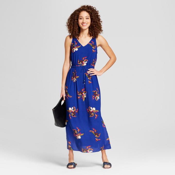 Women's Floral Print Maxi Dress - A New Day Indigo