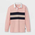 Boys' Chest Striped Woven Long Sleeve Polo Shirt - Art Class Light Orange