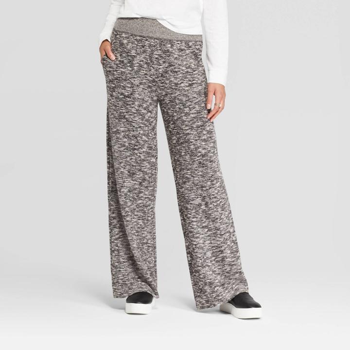 Women's Mid-rise Wide Leg Athleisure Pants - Knox Rose Black